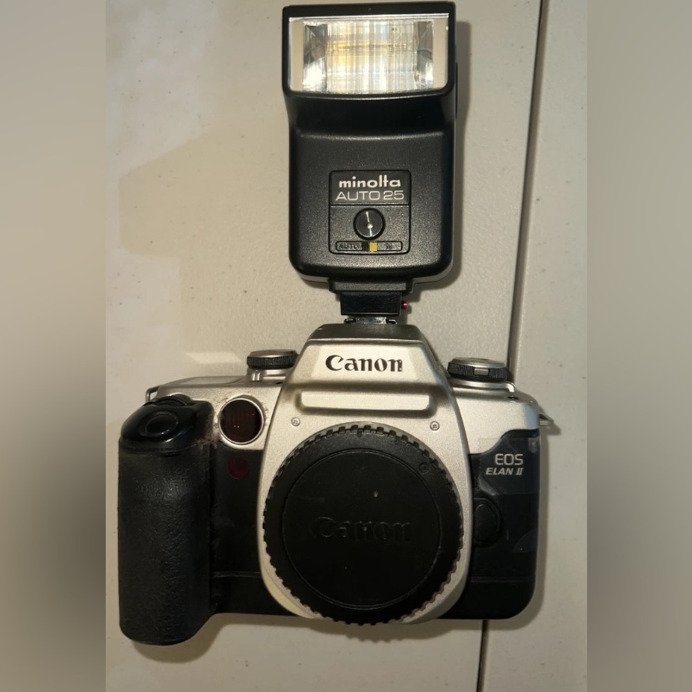 Canon EOS Elan II Camera with Flash - Black and Silver - untested